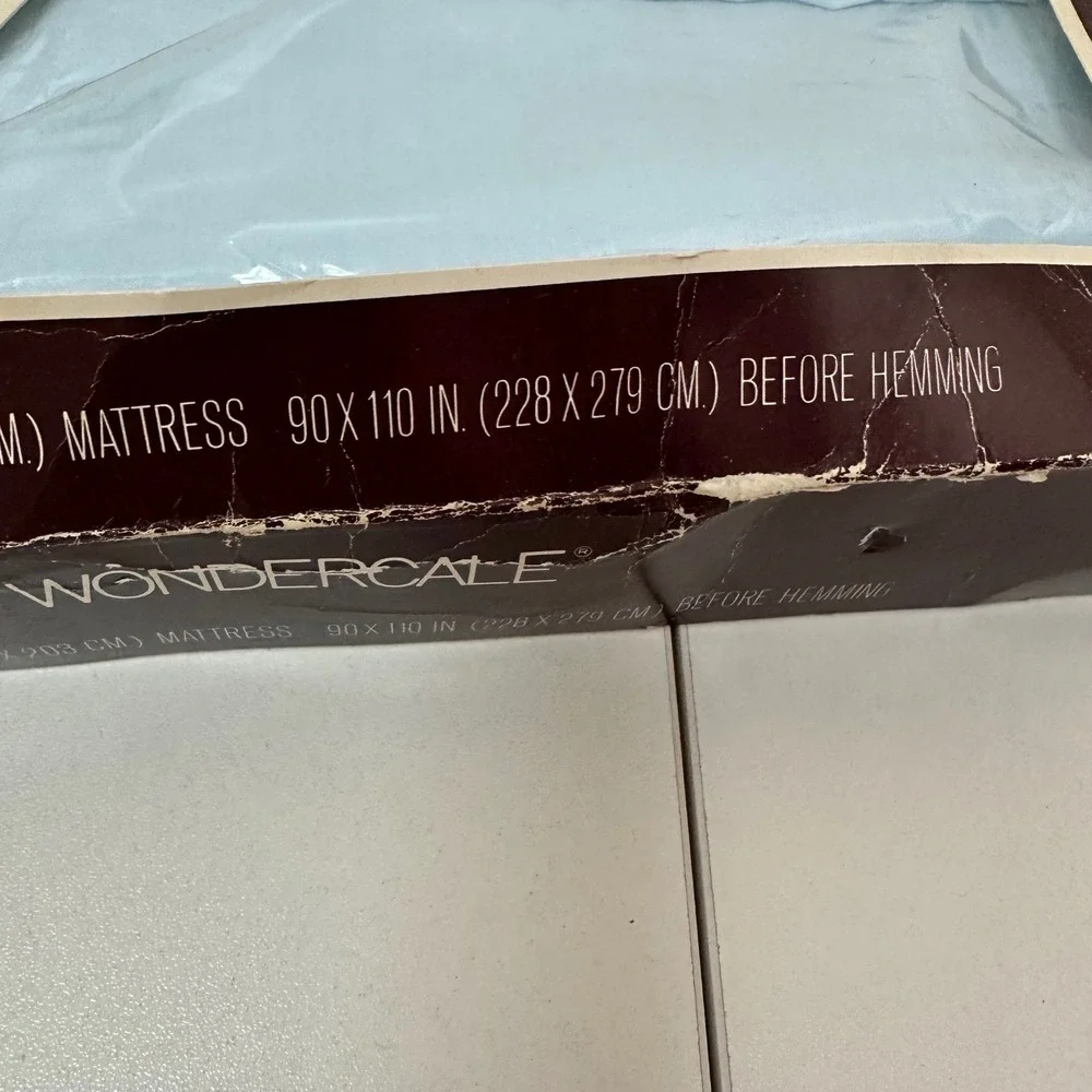 Springmaid Wondercale Queen Flat Sheet Light Blue Vintage No-Iron Percale NOS
